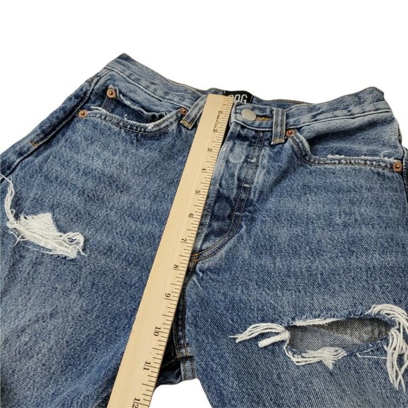 BDG Womens Jeans 24 Blue High Rise Relaxed Straight Button Fly Distressed Denim - Picture 10 of 10